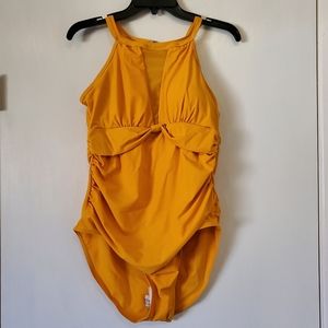 Yellow one piece bathing suit